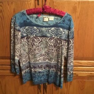 Blue Paisley Long Sleeve Top